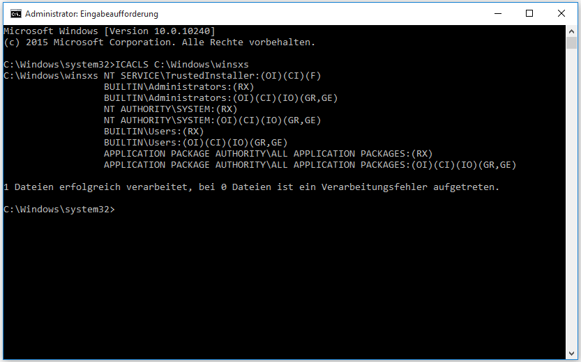 ICACLS C:Windowswinsxs.