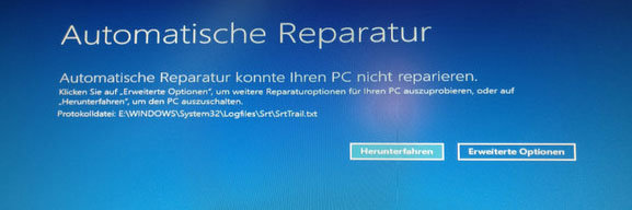Automatische Reparatur konnte Ihren PC nicht reparieren.