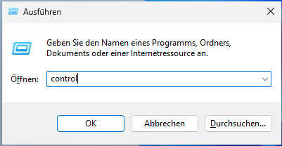 Systemsteuerung öffnen