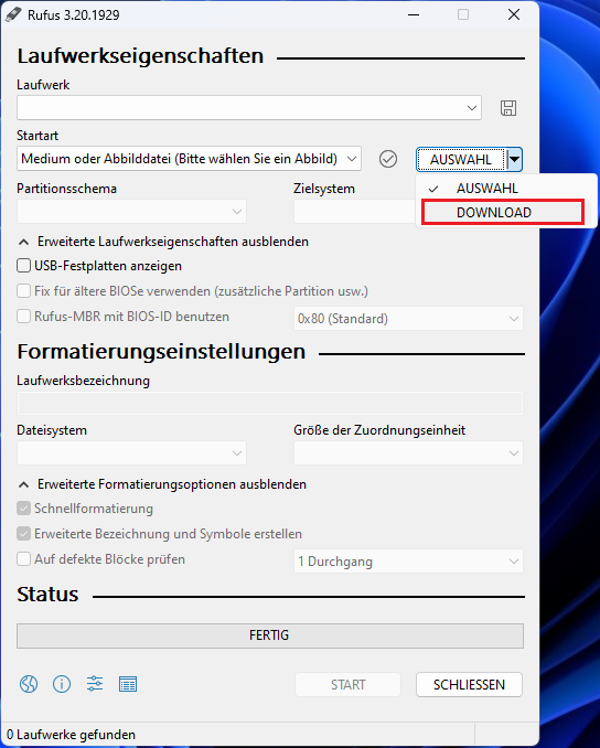 Wählen Sie DOWNLOAD