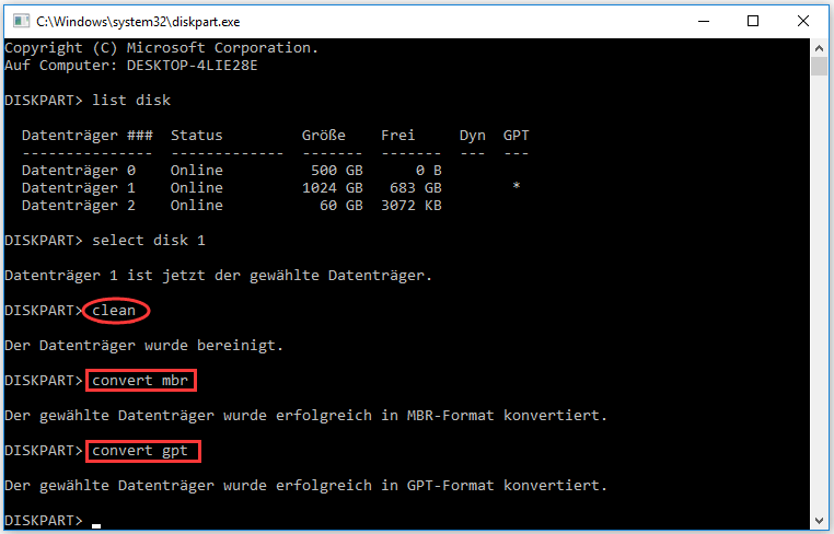 in MBR-Datenträger konvertieren 