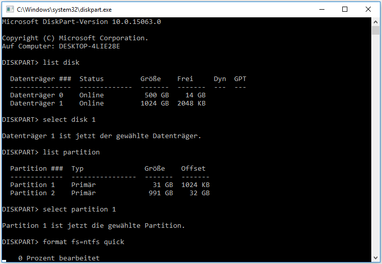 Partition formatieren