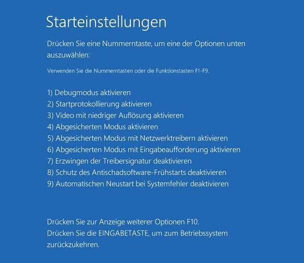 Die Oberfläche von Starteinstellungen.
