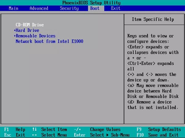 Die Oberfläche von BIOS