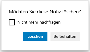 Die Abfrage von Notiz „Möchten Sie diese Notiz löschen“.