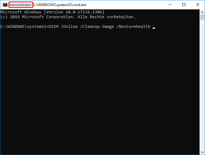 Führen Sie DISM /Online /Cleanup-Image /Restorhealth unter Windows 10 aus