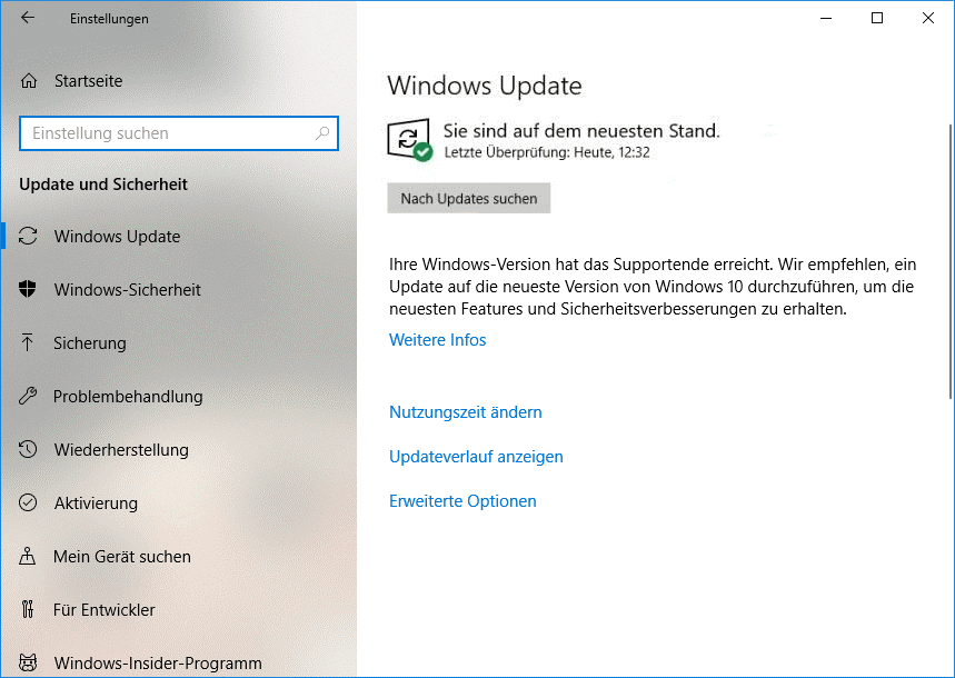 Überprüfen Sie die Updates unter Windows 10