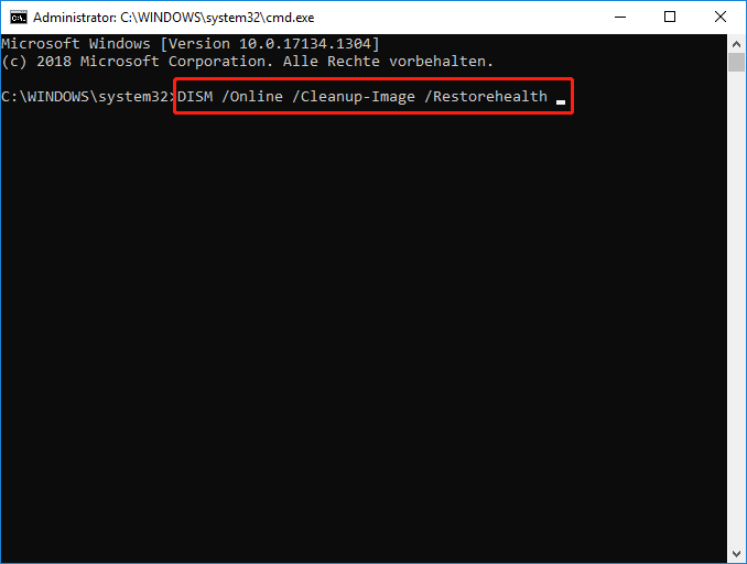 Führen Sie DISM /Online /Cleanup-Image /Restorhealth unter Windows 10 aus