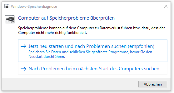 Windows Speicherdiagnose