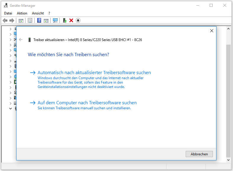Auf dem Computer nach Treibersoftware suchen auswählen.