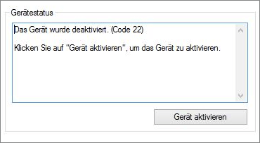 Die Fehlermeldung Das Gerät wurde deaktiviert. (Code 22)