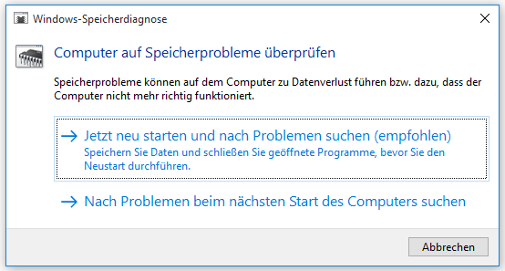 Windows-Speicherdiagnose