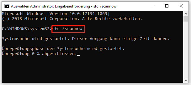 sfc /scannow eingeben