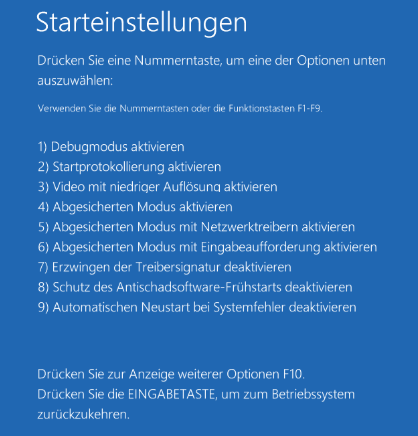 Starteinstellungen