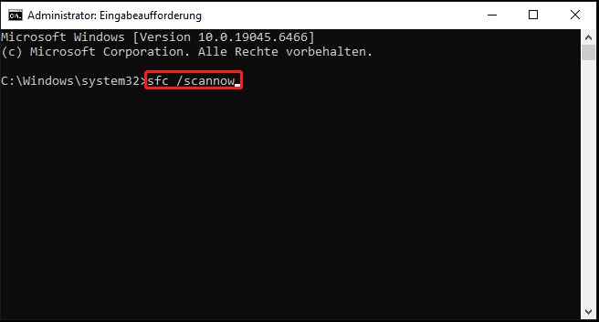 Ausführen des Befehl sfc /scannow.