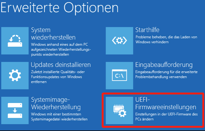 UEFI-Firmwareeinstellungen