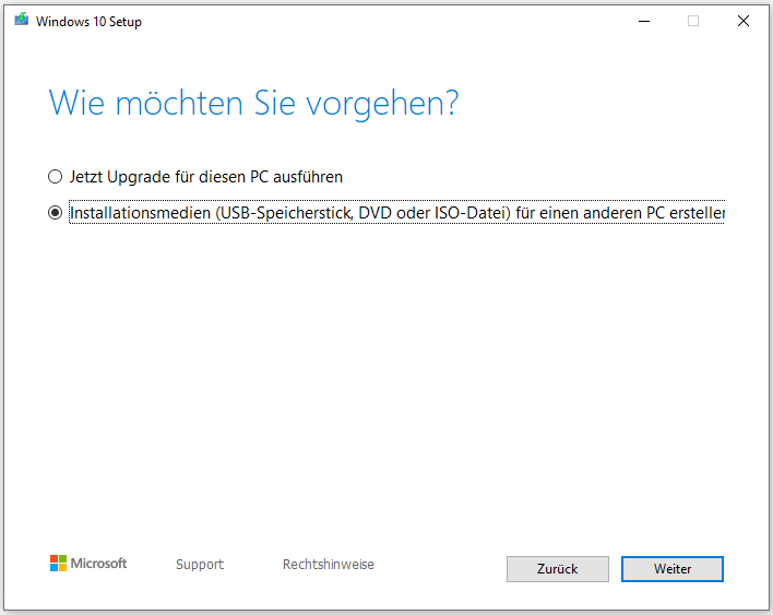 Installationsmedium (USB-Speicherstick, DVD oder ISO-Datei) für einen anderen PC erstellen