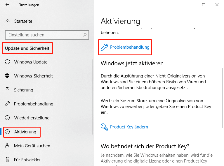 Windows 10 Problembehandlung.