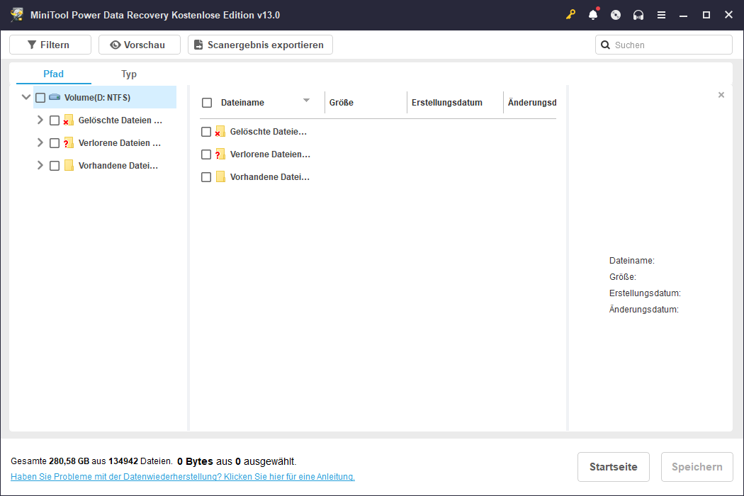 Scanergebnisse in MiniTool Power Data Recovery