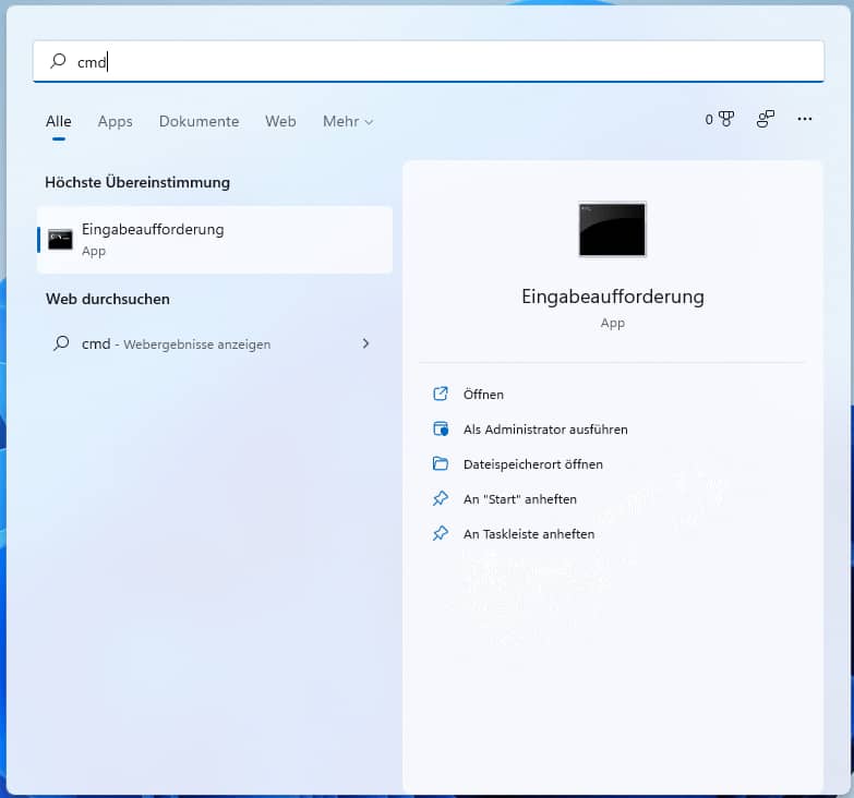 Eingabeaufforderung als Administrator ausführen