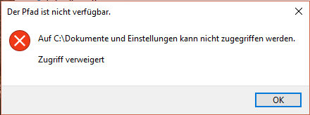 Die Fehlermeldung Der Pfad ist nicht verfügbar.