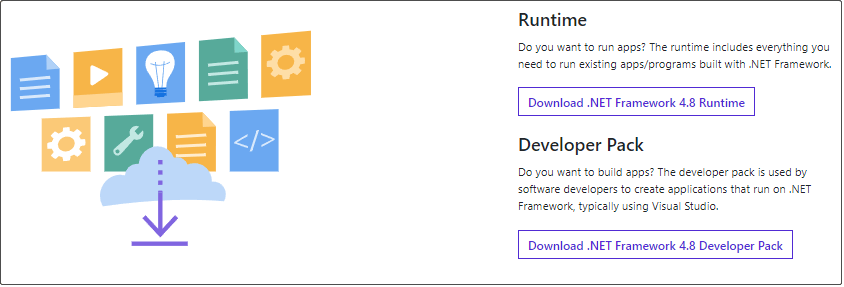 .NET Framework 4.8 Laufzeit herunterladen