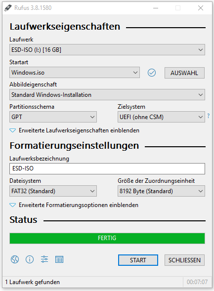 Erstellen Sie ein bootfähiges USB-Laufwerk mit Rufus