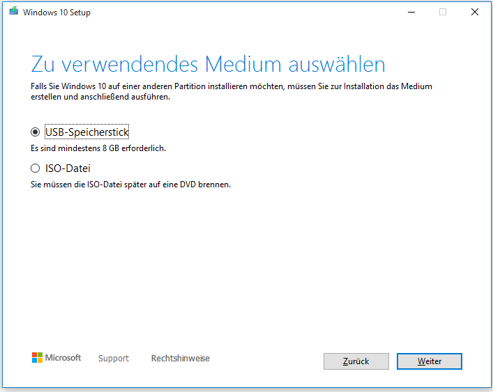 zu verwendendes Modus auswählen