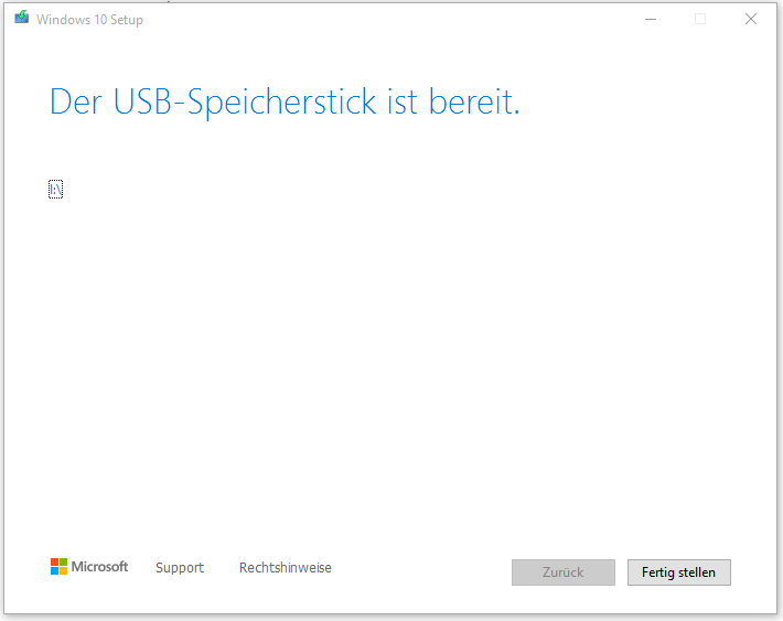 Der USB-Speicherstick ist bereit