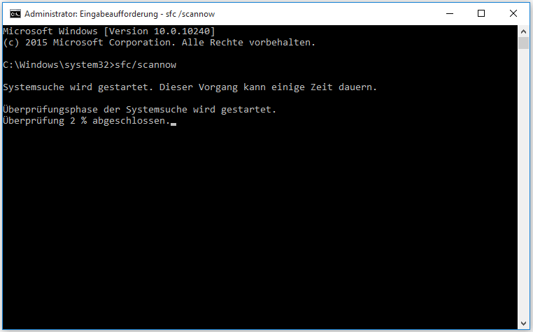 Geben Sie sfc/scannow ein.