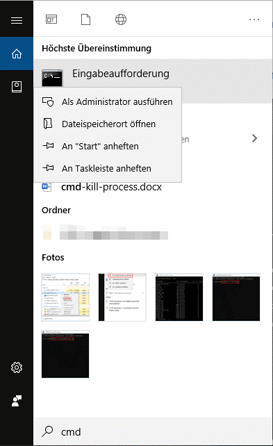 Führen Sie CMD als Administrator aus