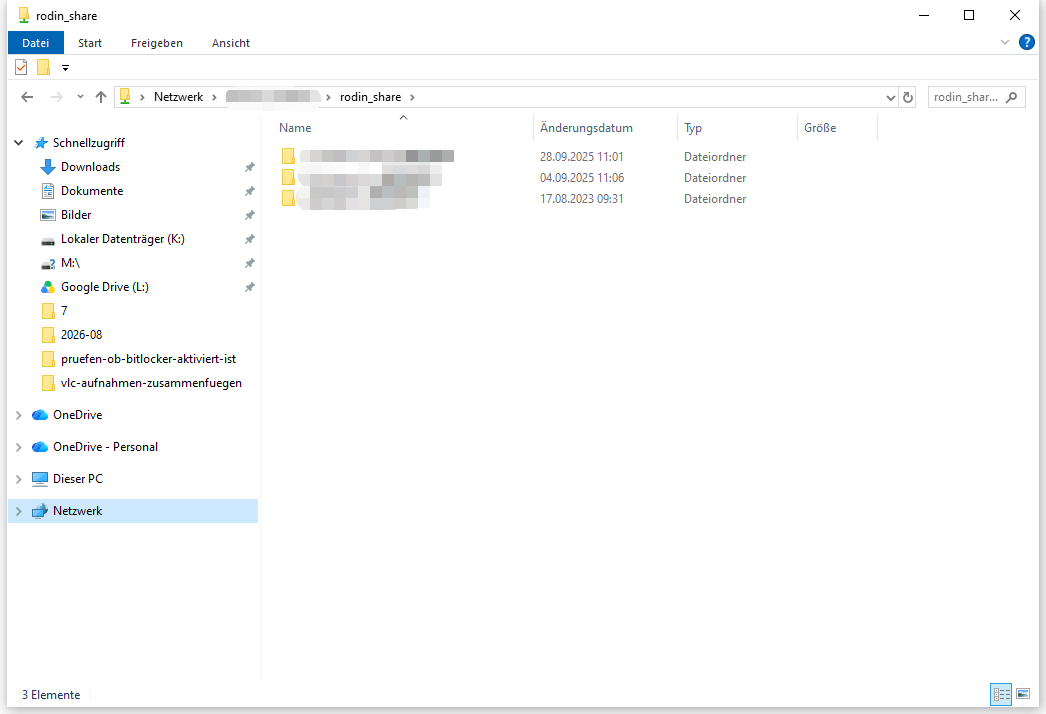 Netzwerkfreigabe in dem Datei-Explorer prüfen.
