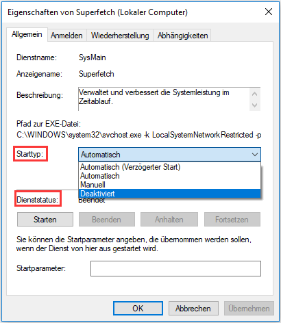 Superfetch deaktivieren