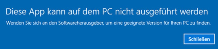 Diese App kann auf dem PC nicht ausgeführt werden.