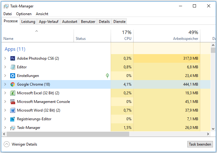 Prozess mit Task-Manager beenden