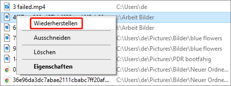 Zuletzt gelöschte Fotos aus dem Papierkorb wiederherstellen.