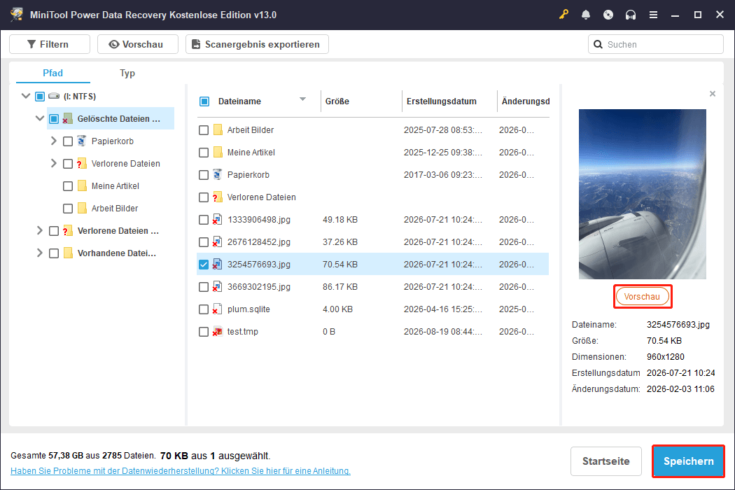 Ein Foto in MiniTool Power Data Recovery in der Vorschau anzeigen.