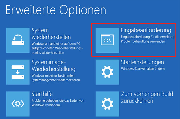 Verwenden Sie die Eingabeaufforderung.
