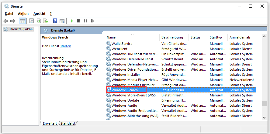 Windows Search finden