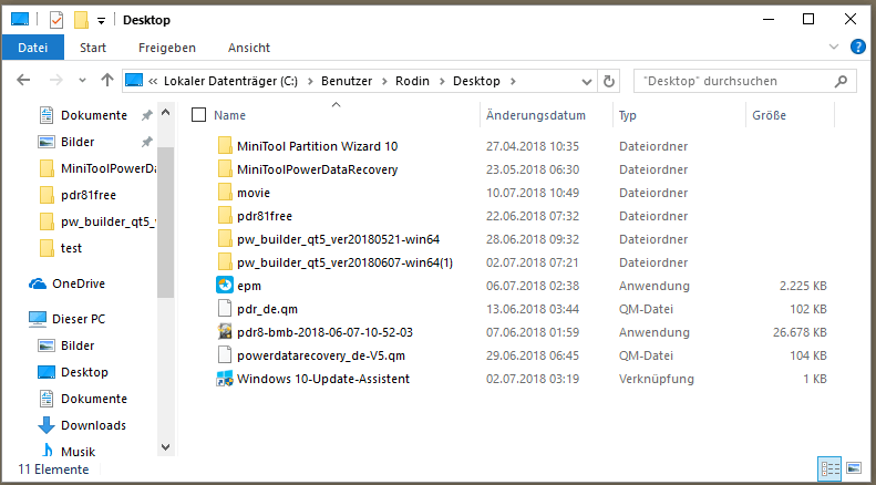 Pfad der Desktop-Dateien