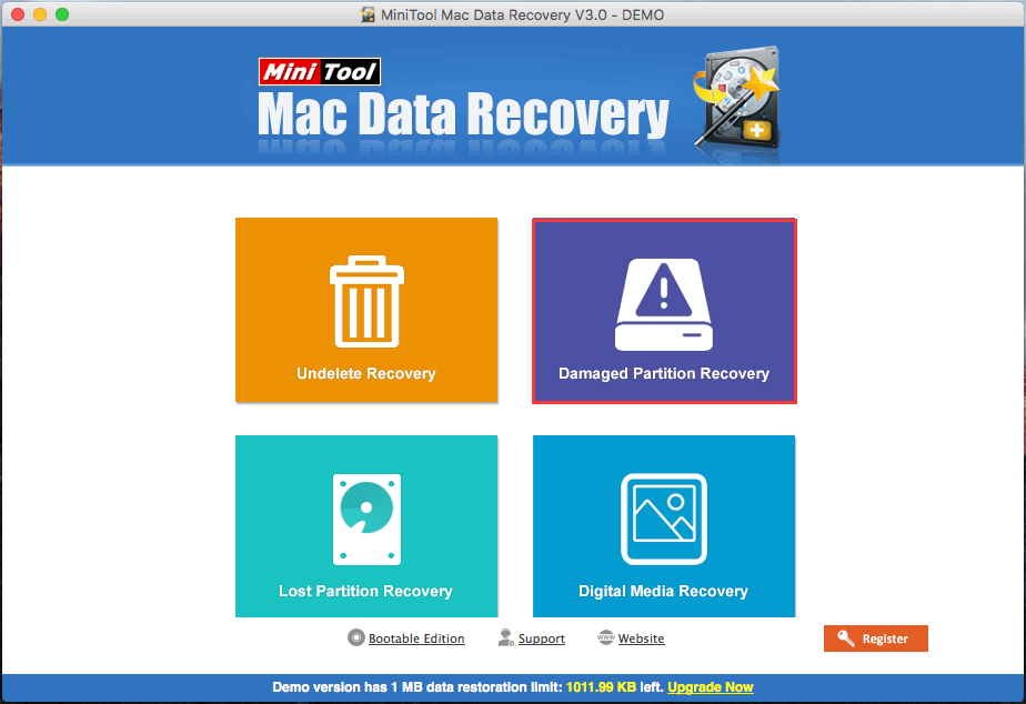Hauptschnittstelle von MiniTool Mac Data Recovery