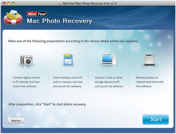 Hauptschnittstelle von Mac Photo Recovery