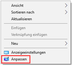 Anpassen in Windows 10