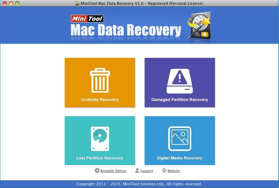 Die Hauptschnittstelle von Mac Data Recovery