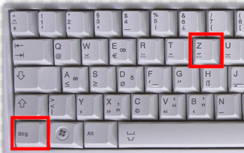 „Strg + Z“ auf der Tastatur 