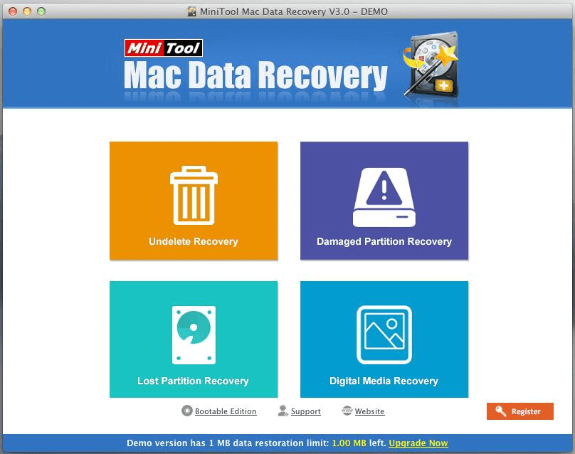 Hauptfenster von MiniTool Mac Data Recovery