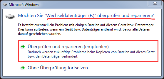 Windows Überprüfen und Reparieren