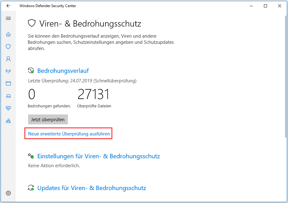  Neue erweiterte Überprüfung ausführen