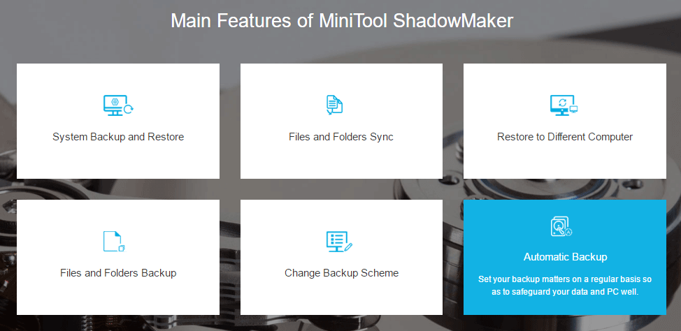 Hauptfunktionen der MiniTool ShadowMaker