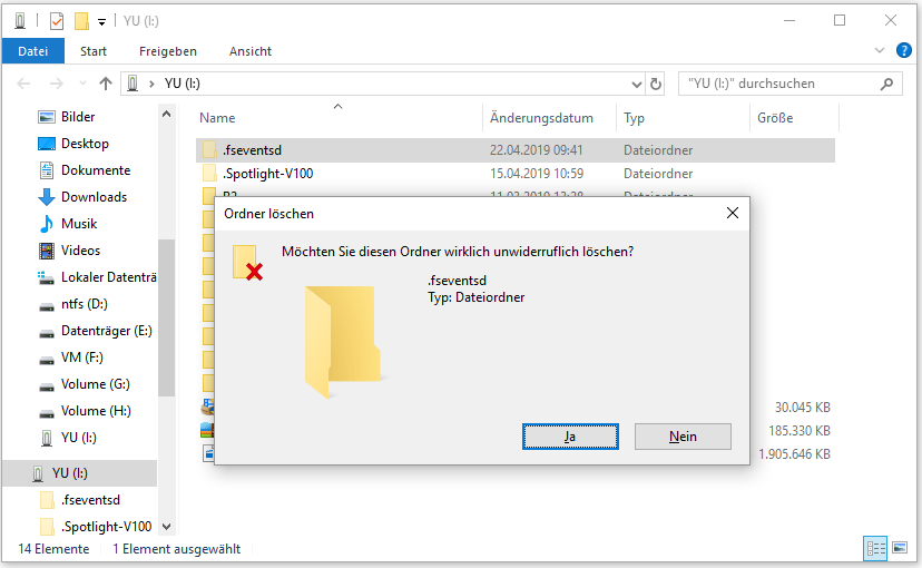 Sind Sie sicher, die Dateien unwiderruflich zu löschen?